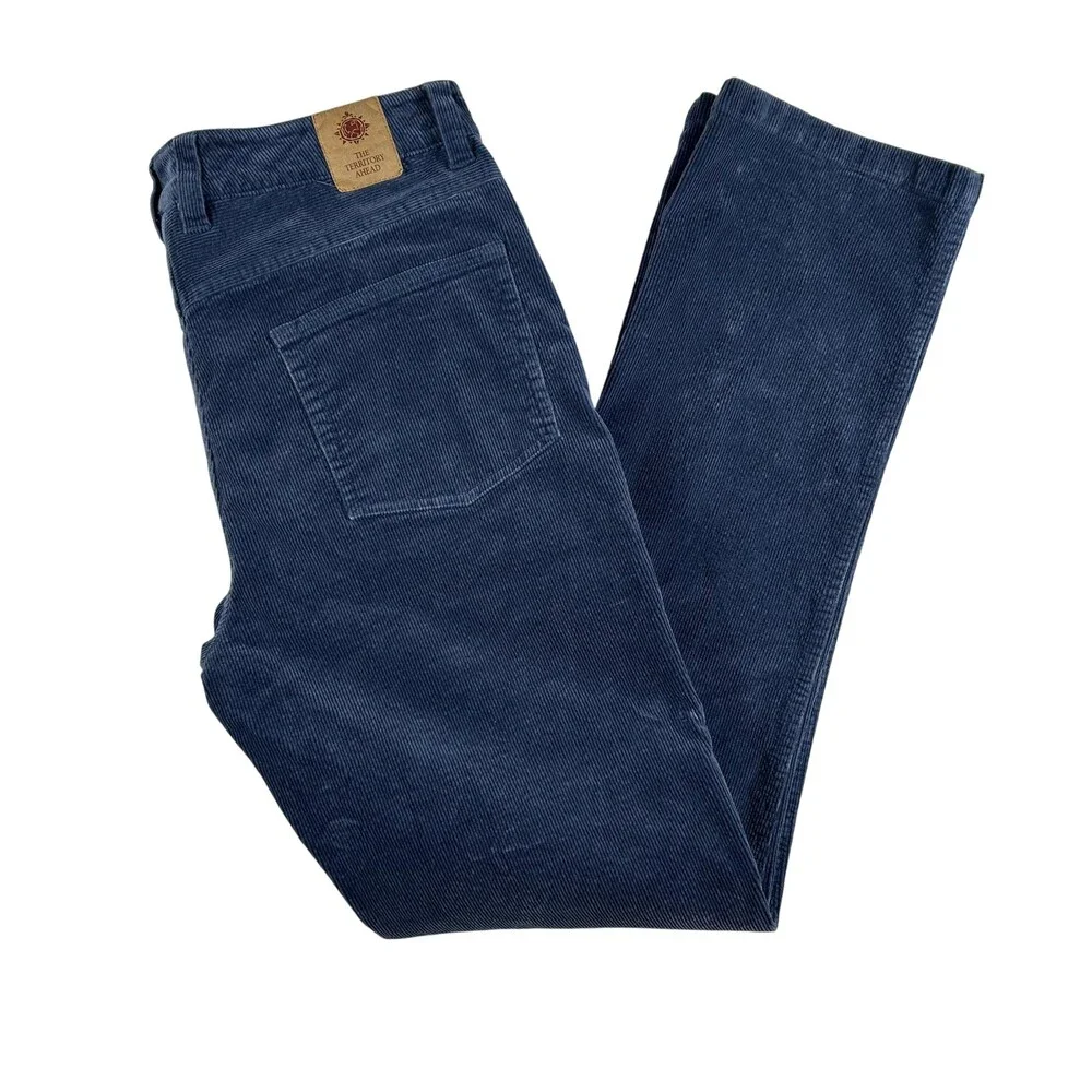 The Territory Ahead Pants Mens 33x31 Blue Corduroy Stretch Chino 5-Pocket Casual